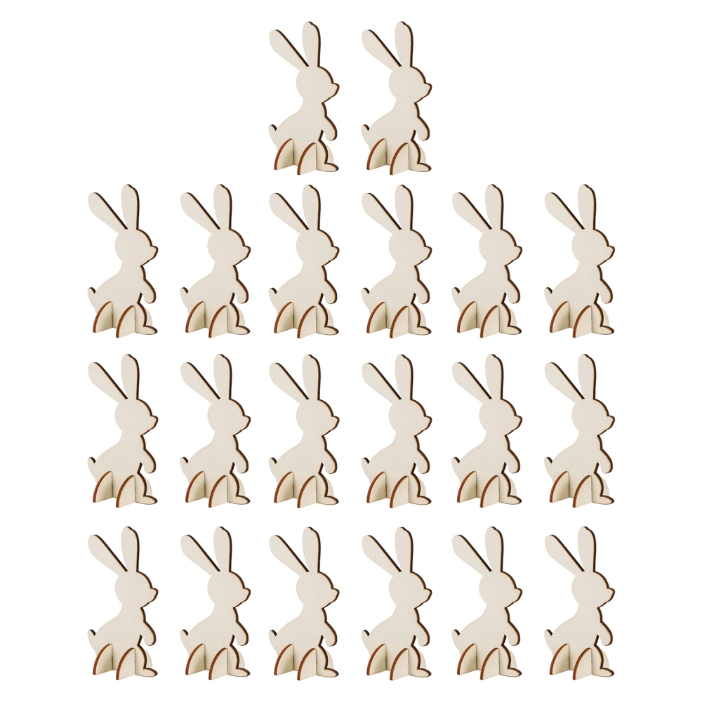 20Pcs Easter Bunny DIY Accessories Easter Party DIY Toys Wood Easter Decorations