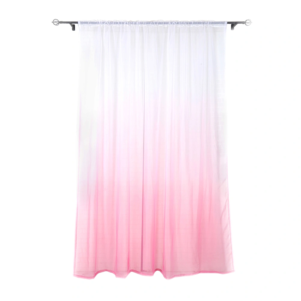 Gradient Sheer Curtains Window Screen Window Gauze Door Scarf Drapes Valance For Room Decor (Pink)