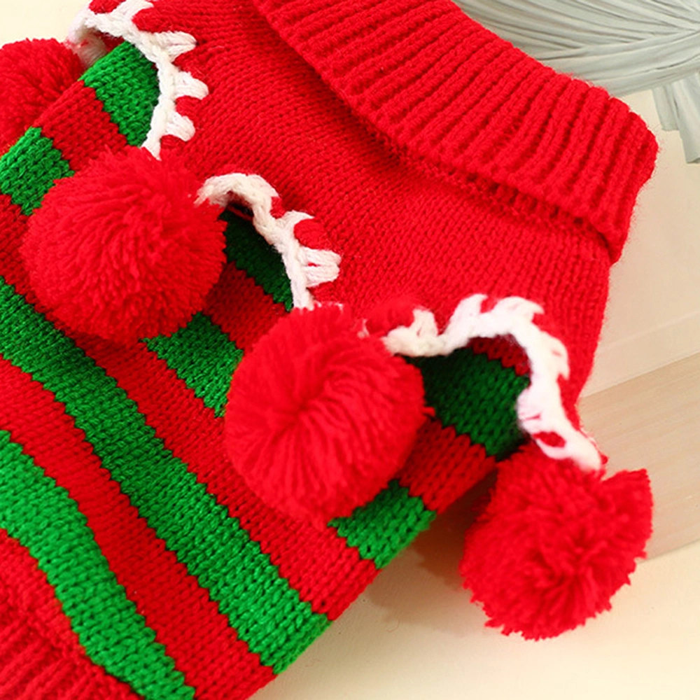 Stylish Pet Dog Christmas Striped Sweater Thickened Sweater for Small Dog Size XS (Red Green)