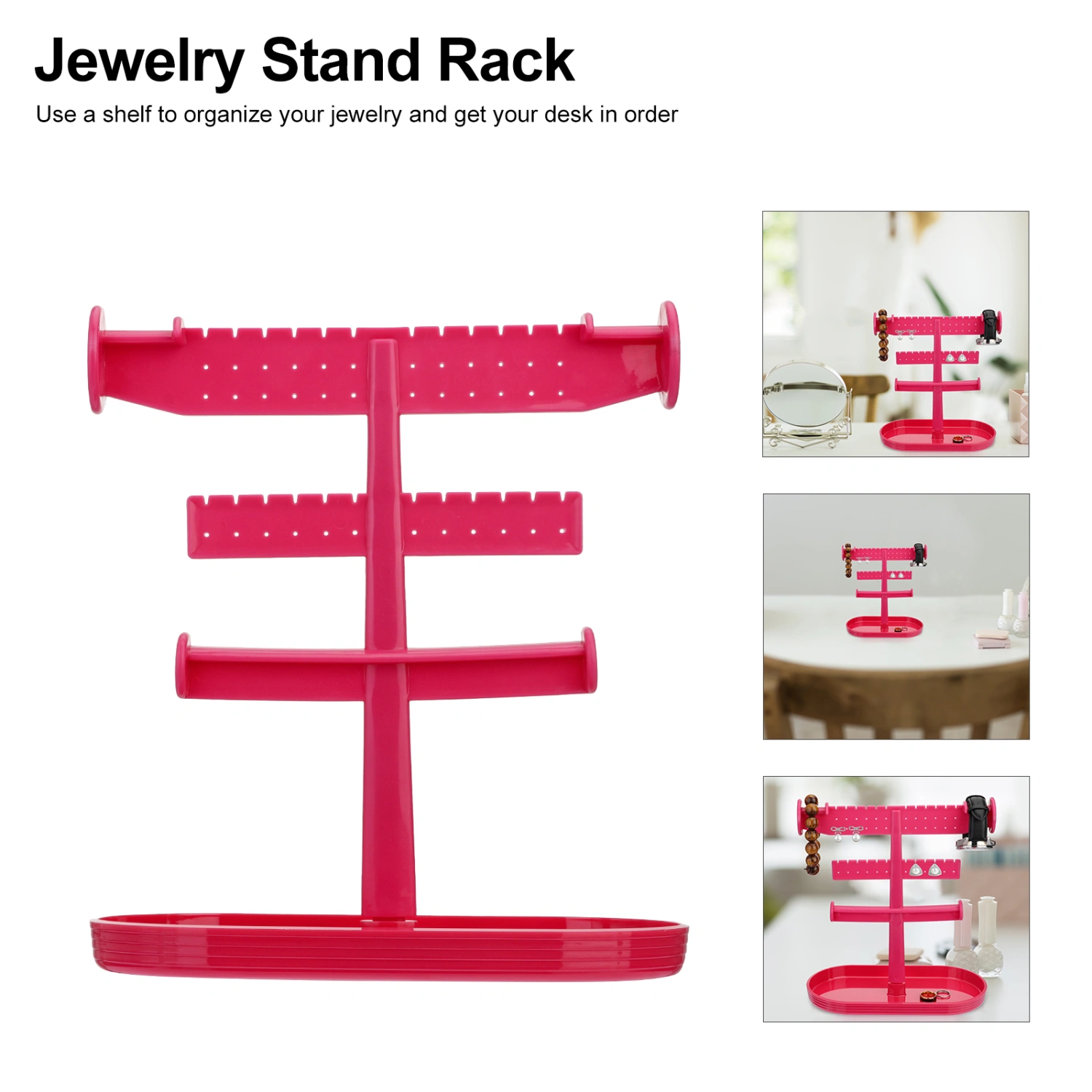 Creative Jewelry Stand 3 Tier Towers Tree Jewelry Organizer with Storage Base