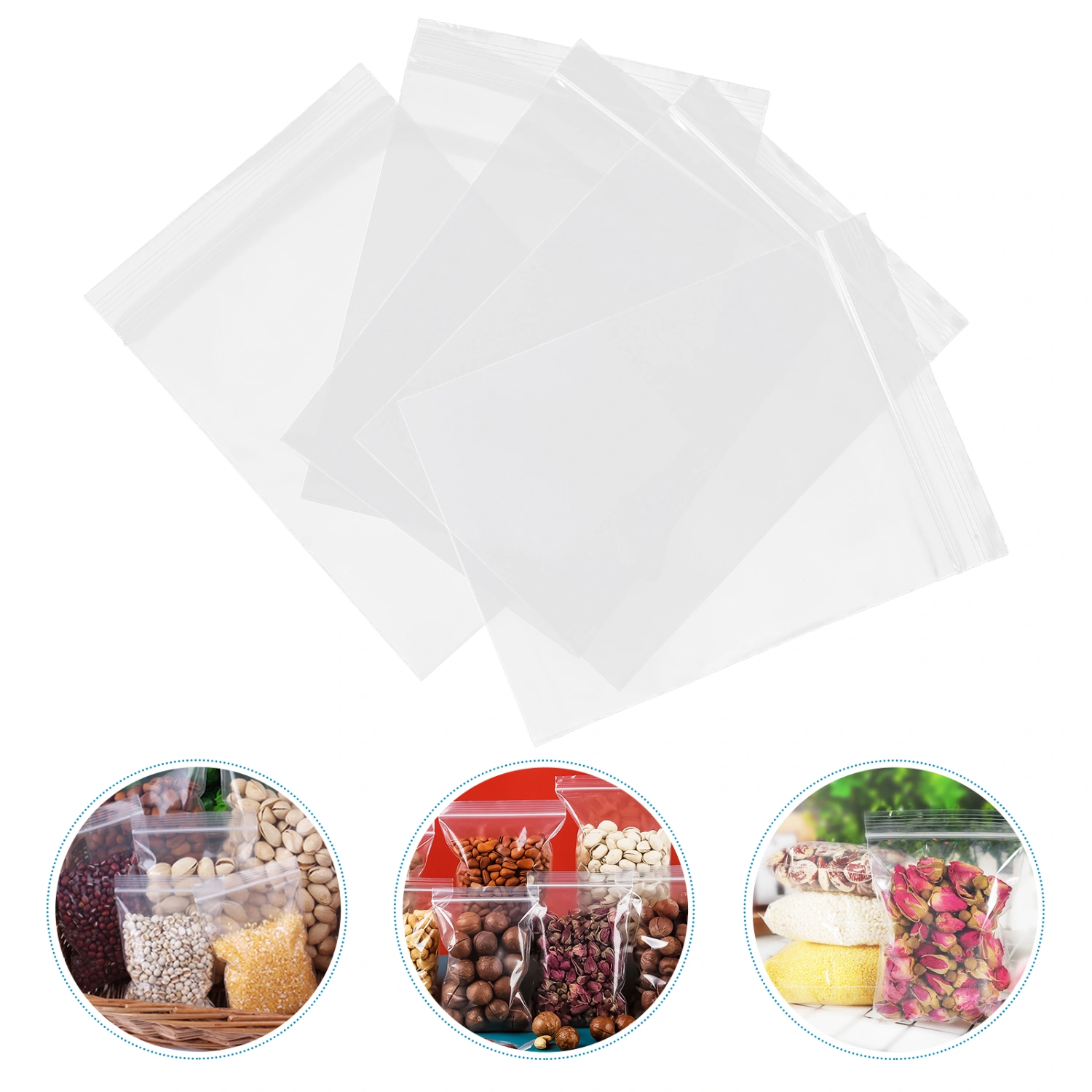 100pcs Food Sealed Fresh Bags Sealing Storage Bags for Fruit Vegetable Food