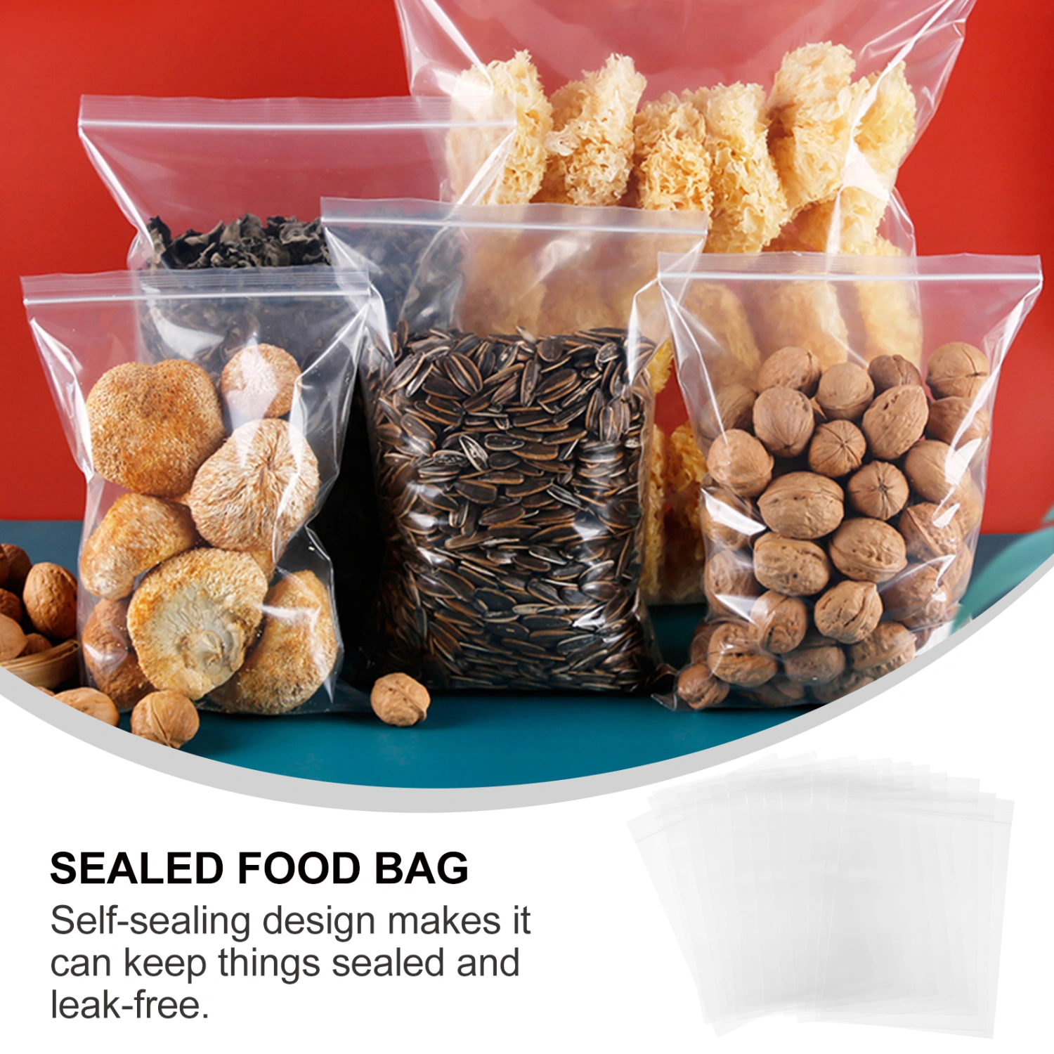 100pcs Food Sealed Fresh Bags Sealing Storage Bags for Fruit Vegetable Food