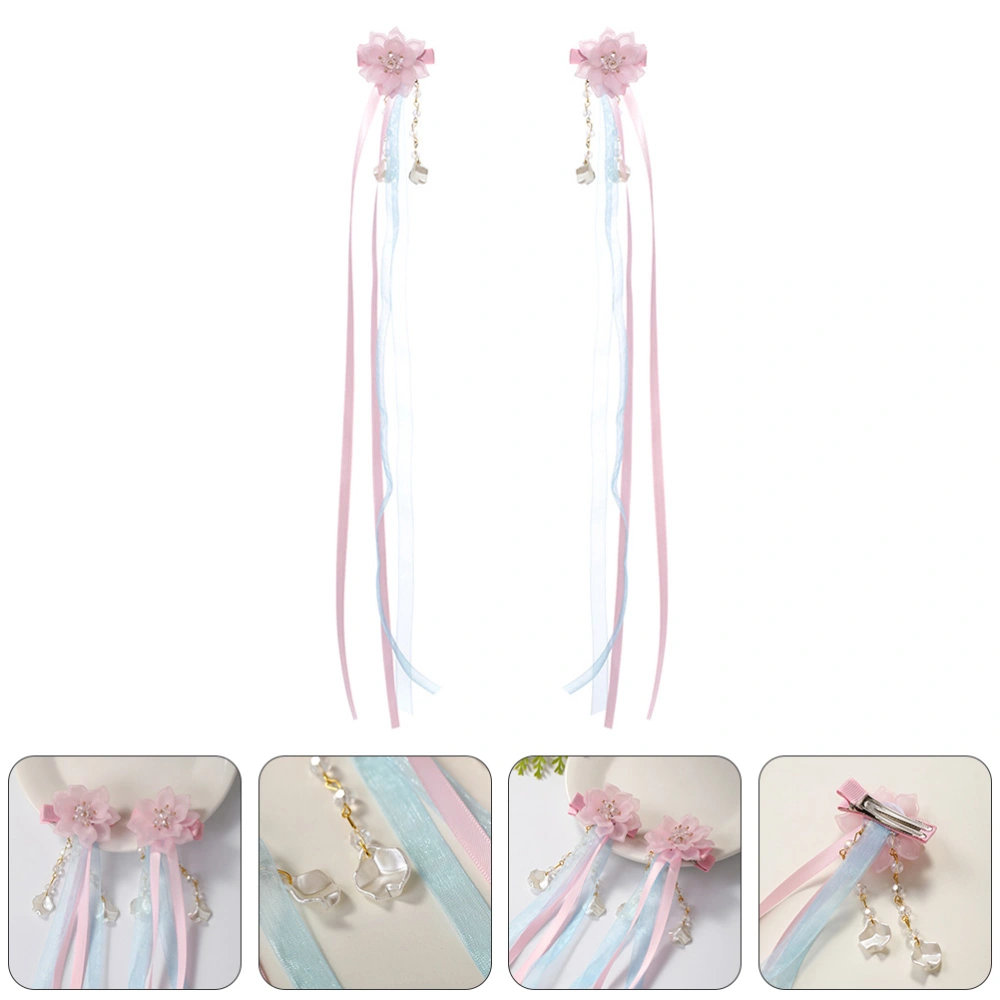 1 Pair Flower Hair Clips Hanfu Hair Accessories Vintage Hairpins Kid Gifts