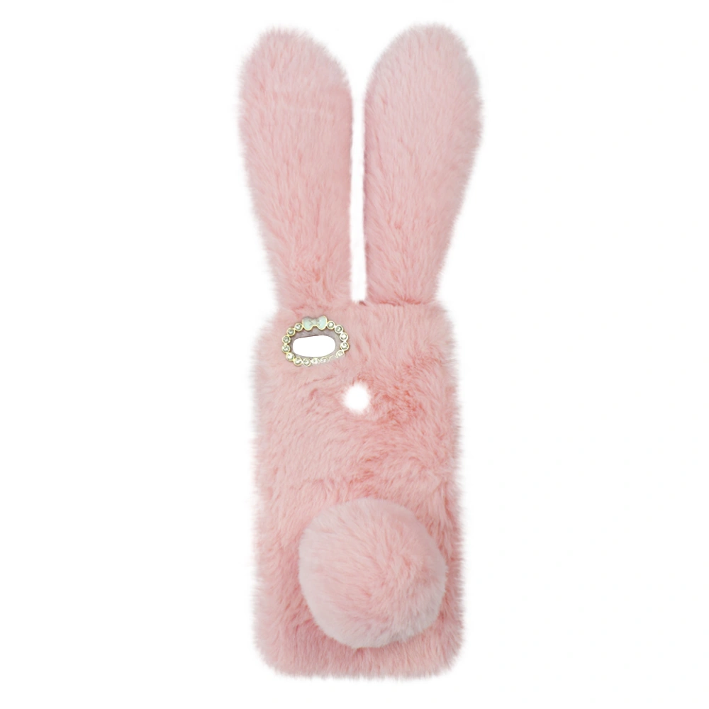 Plush Rabbit Phone Case Fashion Winter Keep Warm Fur Shockproof Phone Cover Shell for Huawei P8 Lite (2017)(Pink)