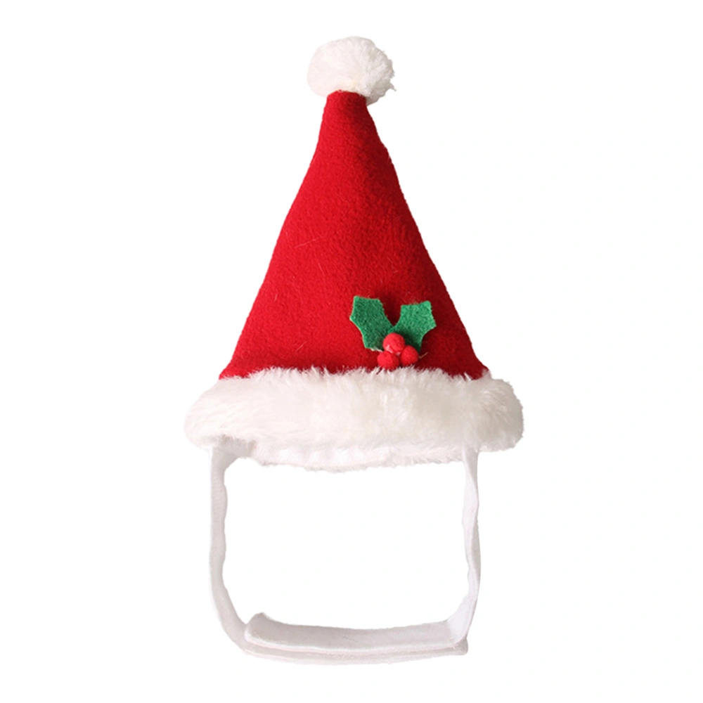 Christmas Plush Ball Hat Pet Headdress Party Adorable for Small Dog Cat (Red)