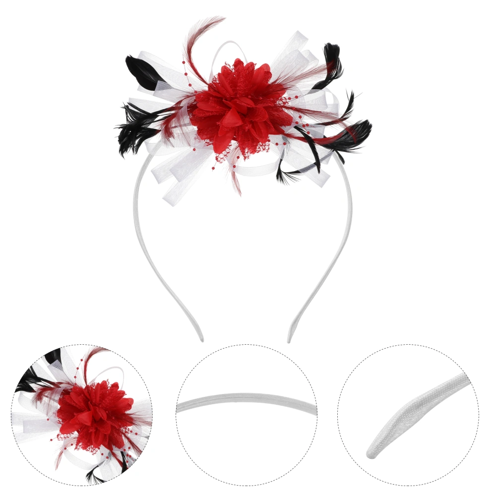 Feather Flower Hair Accessory Bridal Mesh Flower Hair Women Headwear