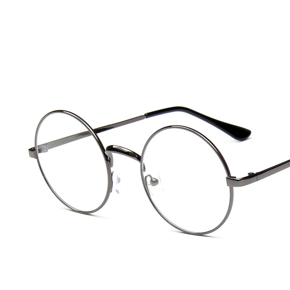Fashion Vintage Round Clear Lens Glasses (Grey)