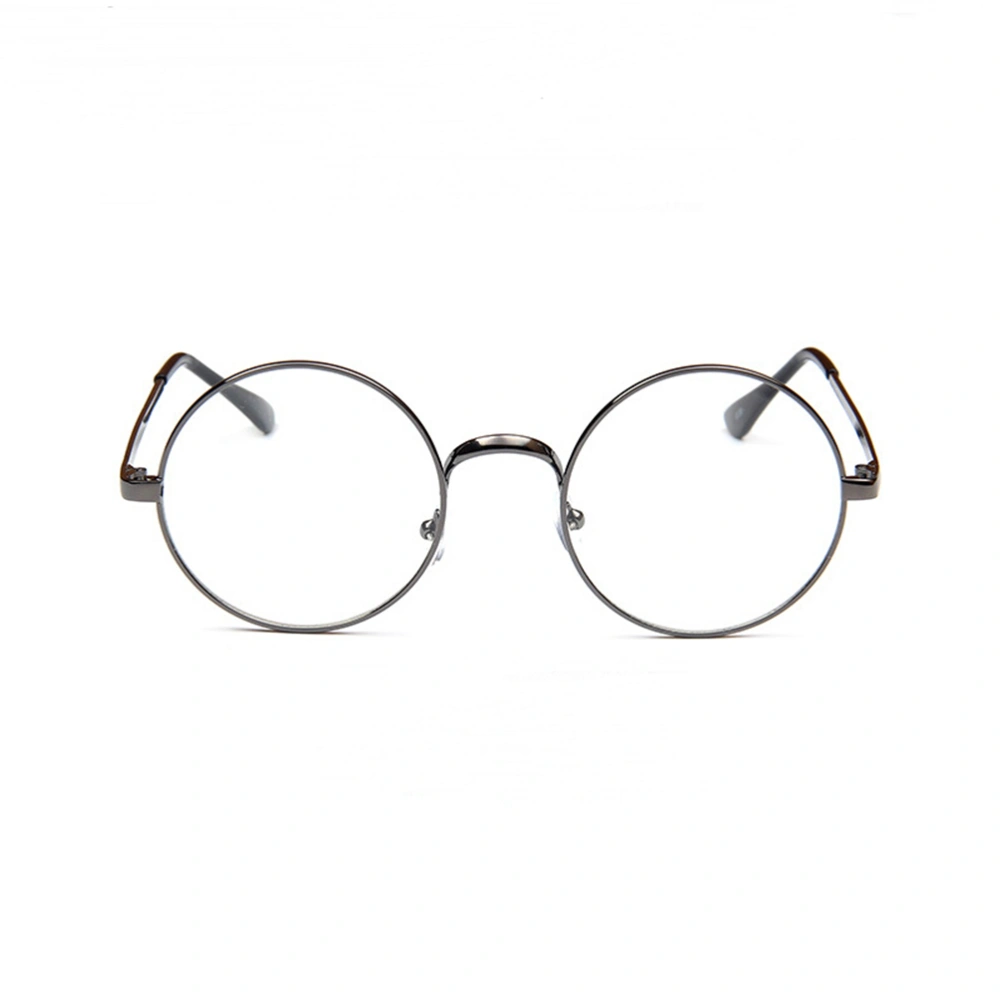 Fashion Vintage Round Clear Lens Glasses (Grey)