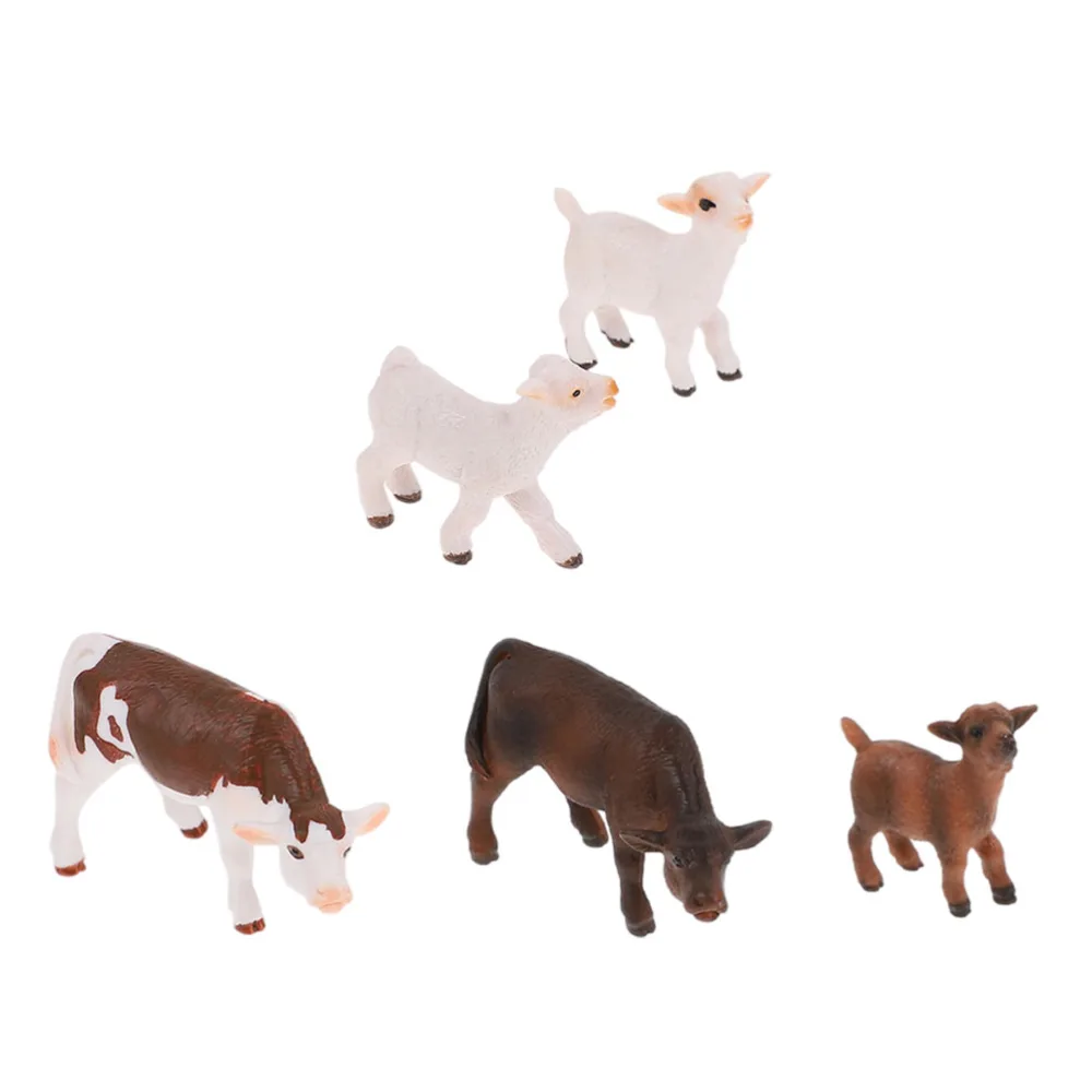 5 Pcs Artificial Farm Animals Models Animals Statue Decor Simulation Animals Cub Toy