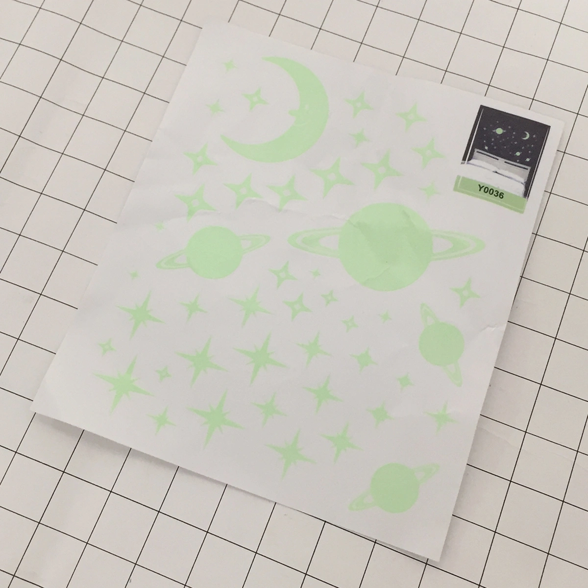 Fluorescent Stickers Glow in the Dark Star Moon Luminous Wall Decal for Home Decoration (Satellite)