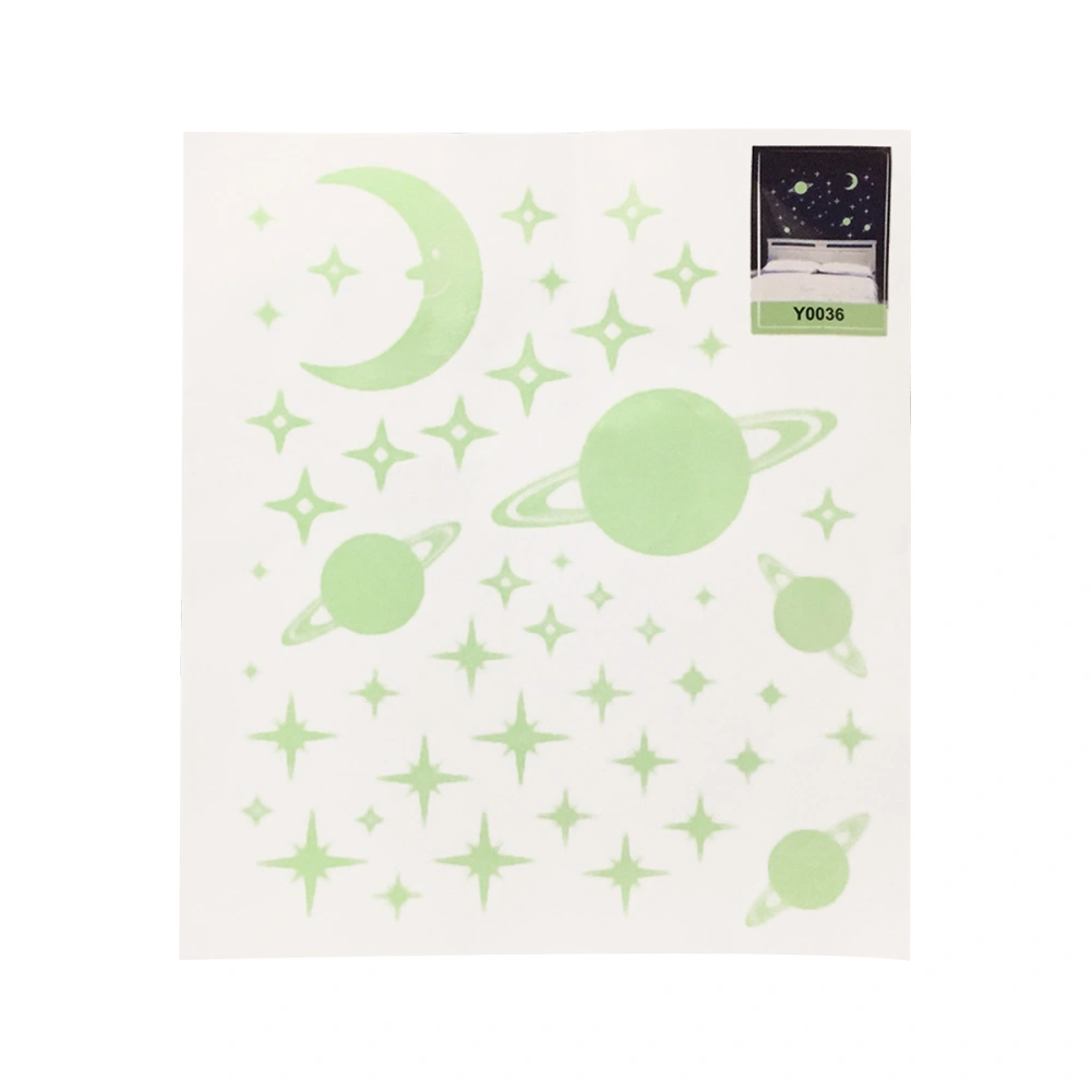 Fluorescent Stickers Glow in the Dark Star Moon Luminous Wall Decal for Home Decoration (Satellite)