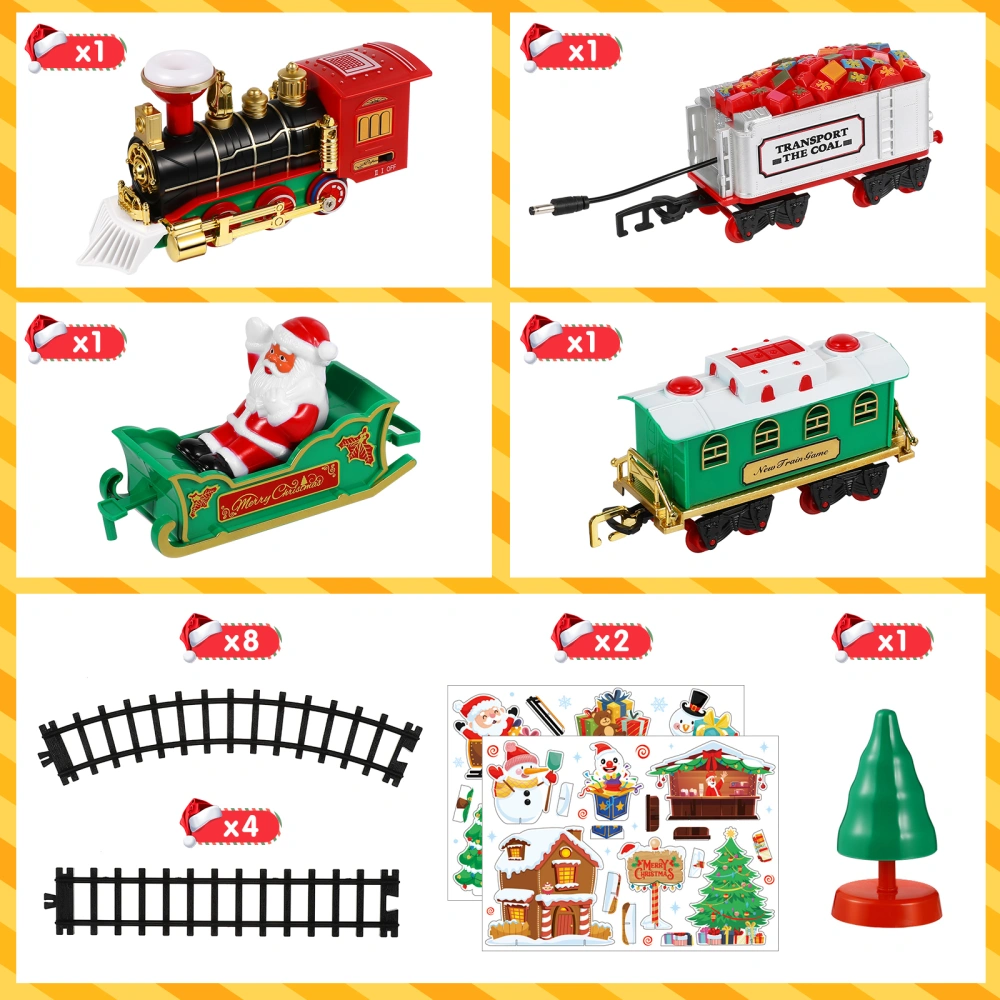 Toyvian Christmas Train Set Electric Train Toy with Sound Light Railway Tracks for Kids Gift Under The Christmas Tree