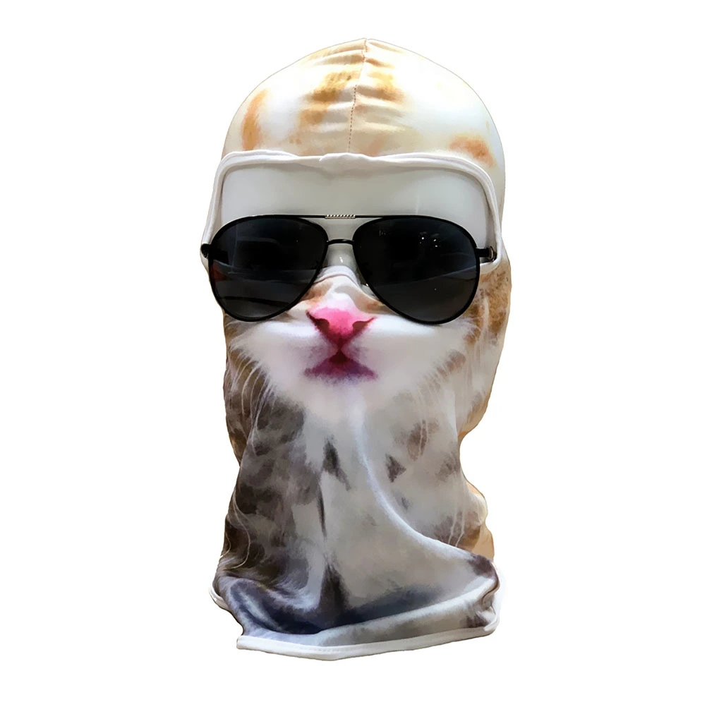 Animal Printing Riding Headgear Caps Windproof Head Mask for Cycling Climbing Mountaineering Hiking (Cat, Free Size)
