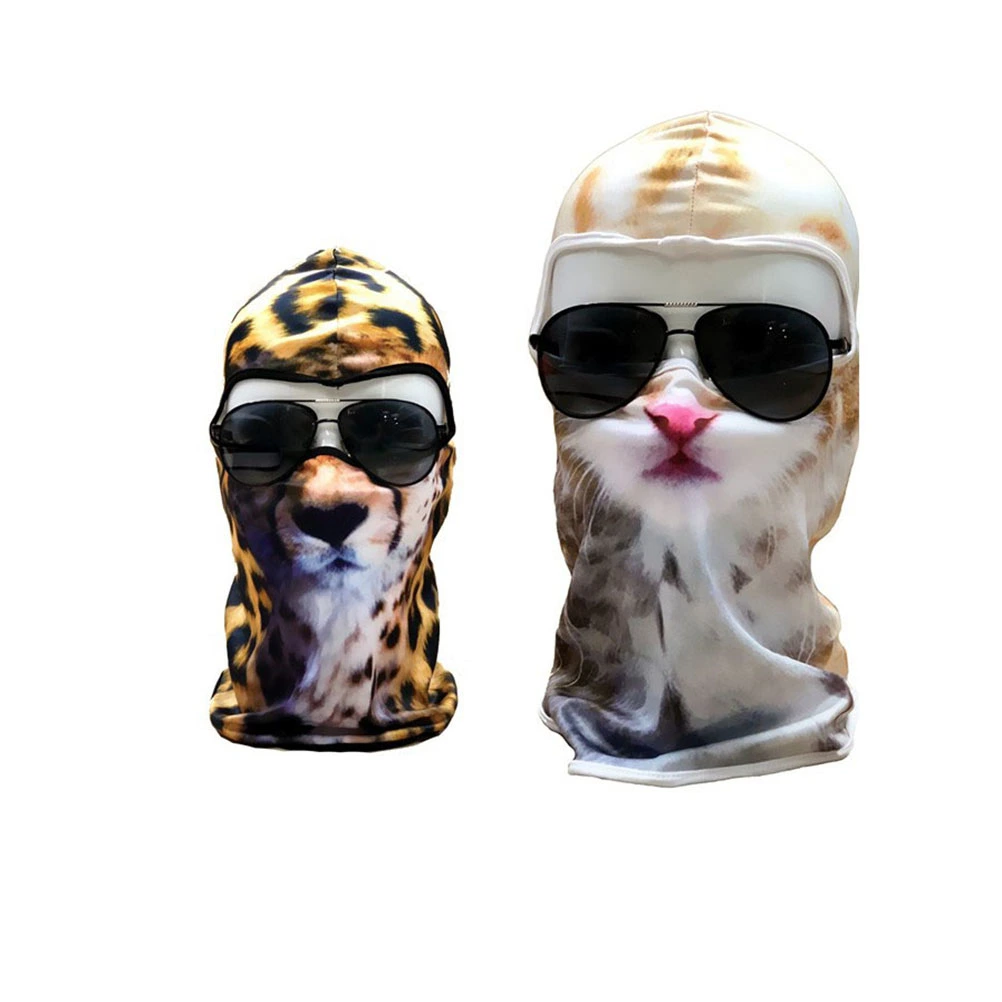 Animal Printing Riding Headgear Caps Windproof Head Mask for Cycling Climbing Mountaineering Hiking (Cat, Free Size)