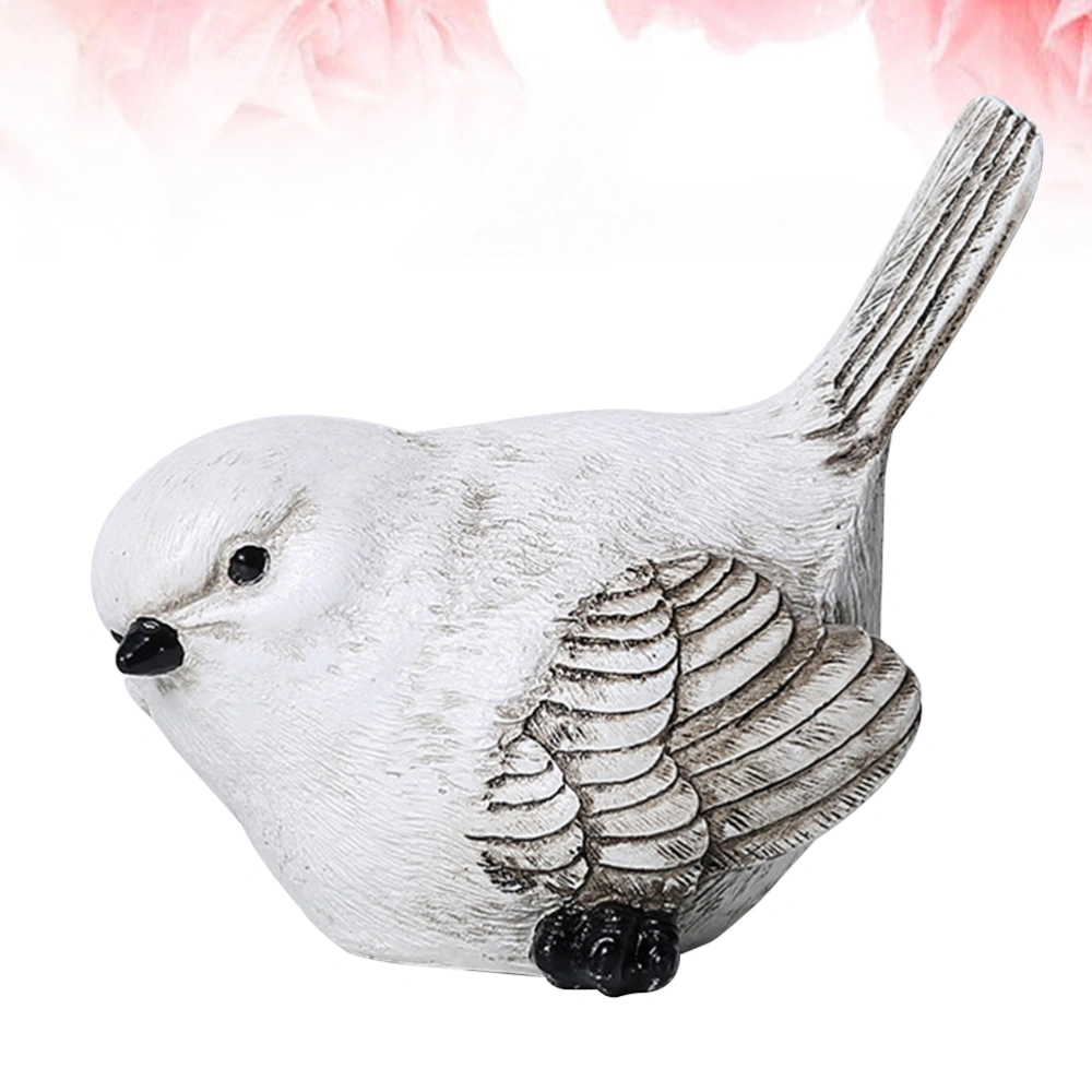 Artificial Bird Decoration Bird Desktop Adornment Resin Small Bird Ornament Creative Craft Bird Model Ornament Decoration Home Adornment Office Decor for Home Store (White)