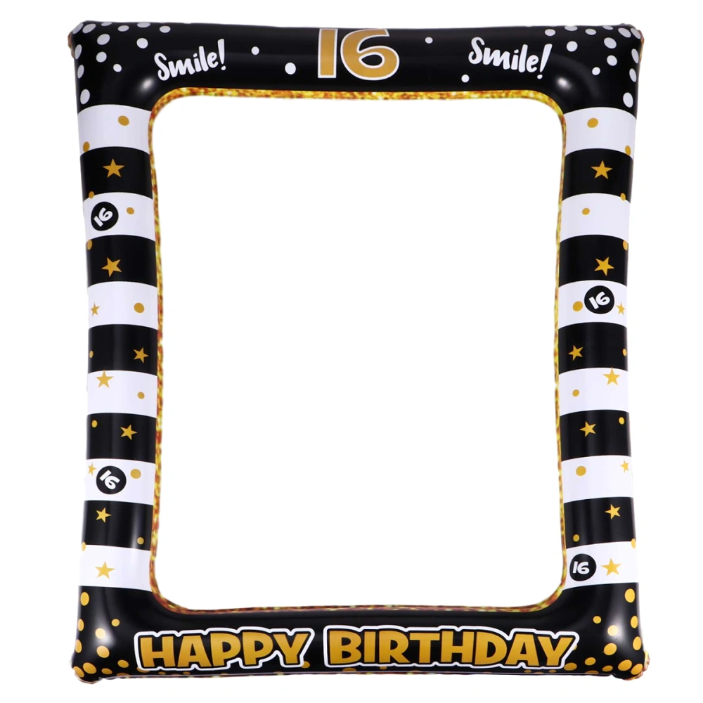 1pc Birthday Inflatable Photo Frame Festival Photo Props Party Supply for Age 16