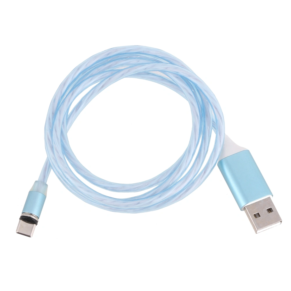 2m Universal Type-C Magnetic Charger Cable Data Sync Cable Luminescent Cable for Android Phone Blue