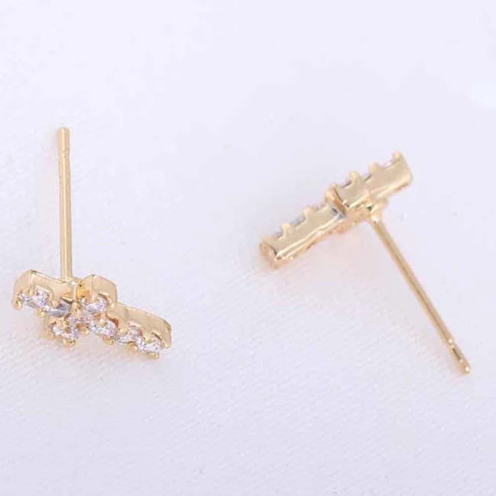 Pair of Cross Shaped Women's Girls Zircon Decored Eardrop Earrings Ear Studs (White)