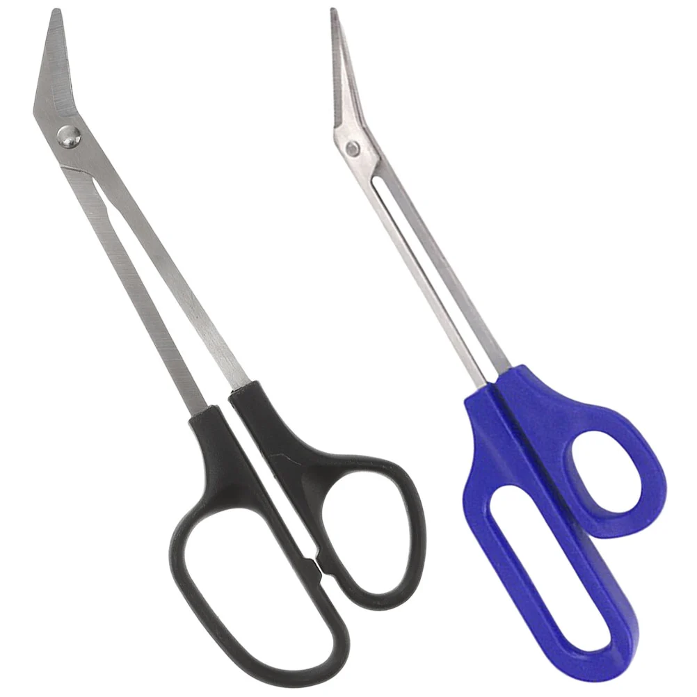 2Pcs Stainless Steel Scissors Plastic Handle Foot Beauty Scissors Angled Blades Scissors