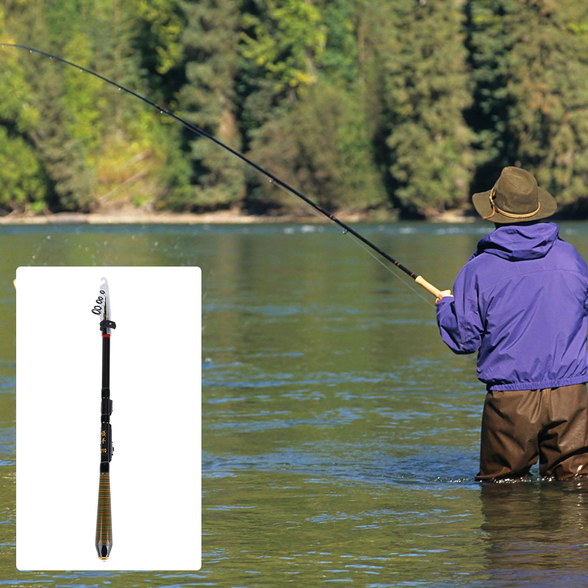 Multi-function Fishing Rod Short Sea Pole Mini Retractable Rod Lightweight Fishing Rod (1.5m)