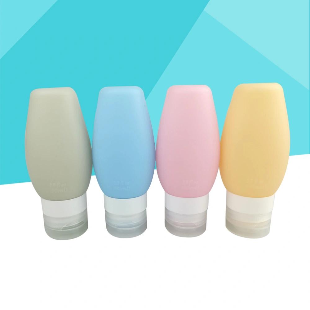 90ML Travel Bottles Set for Liquids Silicone Cosmetic Travel Containers  for Shampoo, Conditioner, Lotion and Toiletries (Lake Blue, Peach Pink, Fresh Green and Orange Apricot)