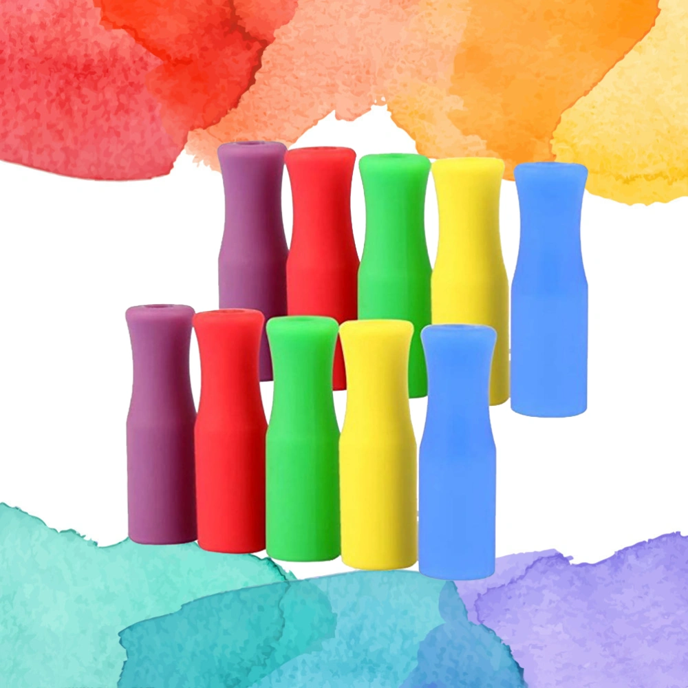 25PCS Silicone Straw Tips Multicolored Food Grade Straws Tips Covers (Random Color)