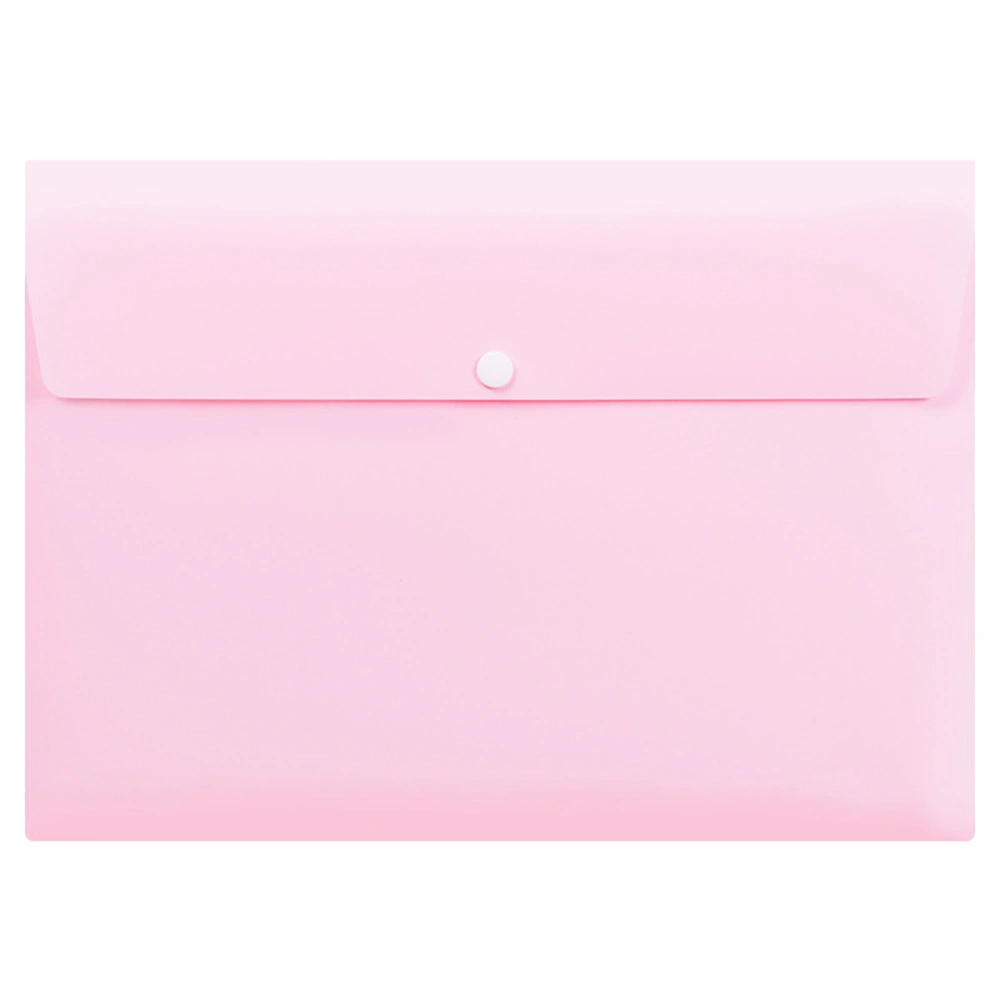 10Pc Nordic Style File Folders Portable Paper Organizer Holder Simple Document Carrier Bag Case Letter Size Briefcase Expanding Envelope Handbag with Button for Office School Stationery (Pink)