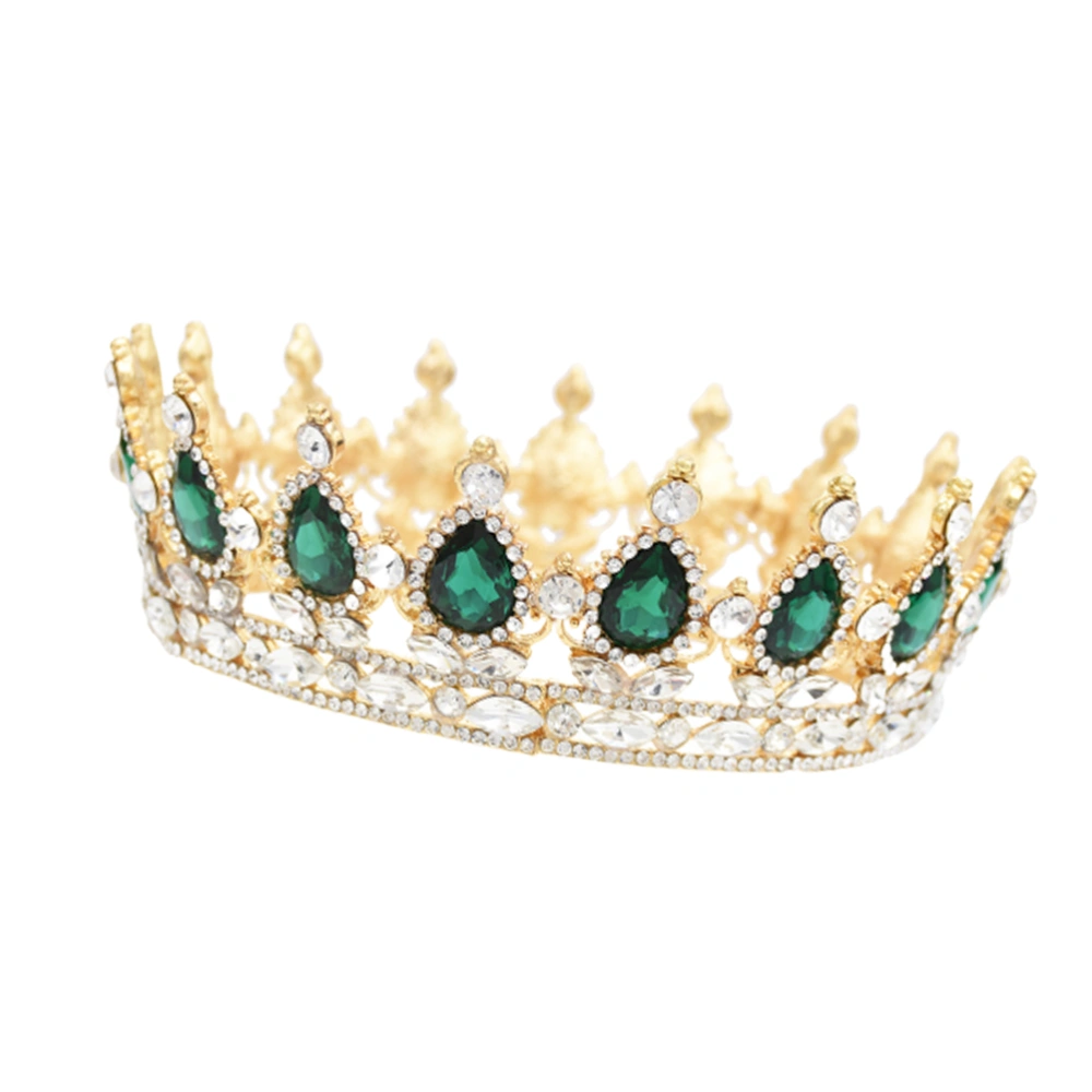 Alloy Crown Rhinestone Decorative Shining Crown Beautiful Headdress for Woman (Blue)