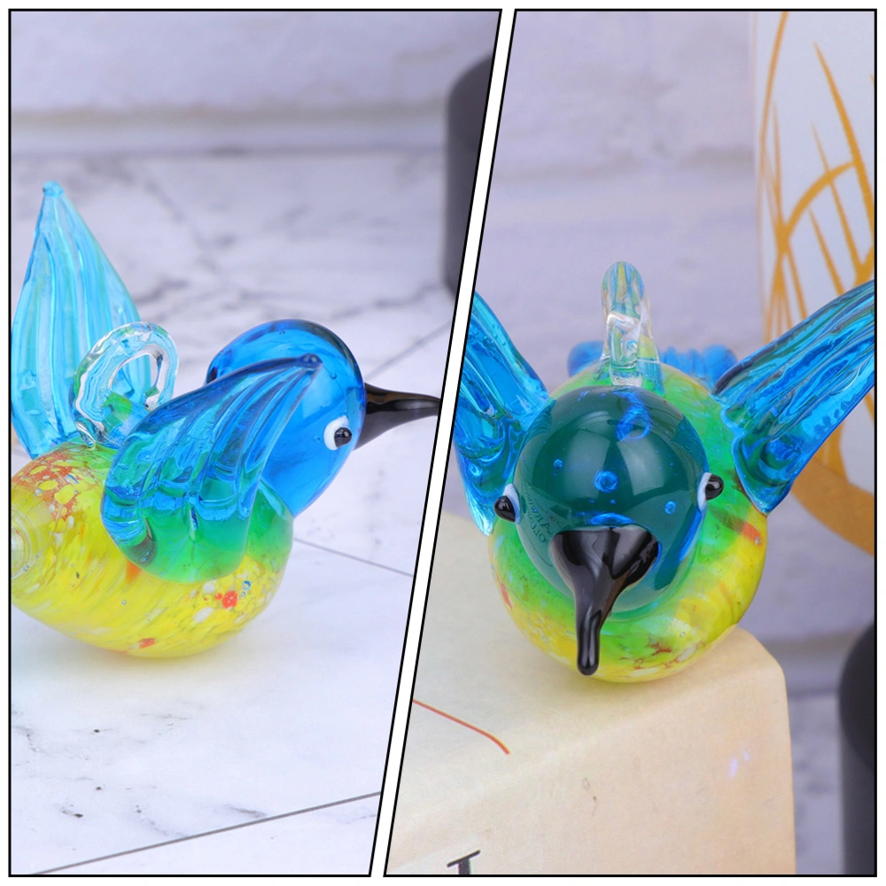 3pcs Delicate Glass Adornment Desktop Hummingbird Ornament Animal Adornment