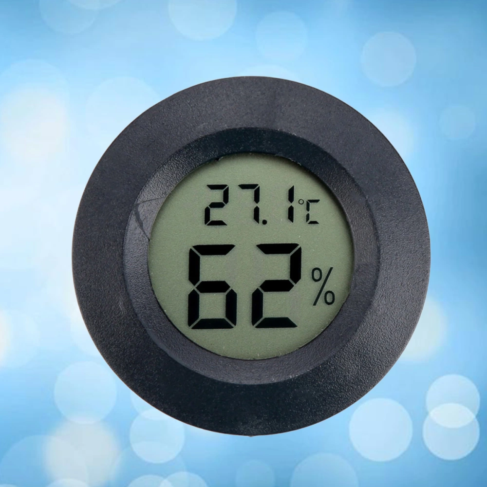 LCD Round Shape Mini Humidity Temperature Meter Hygrometer Room Indoor Thermometer(Black)