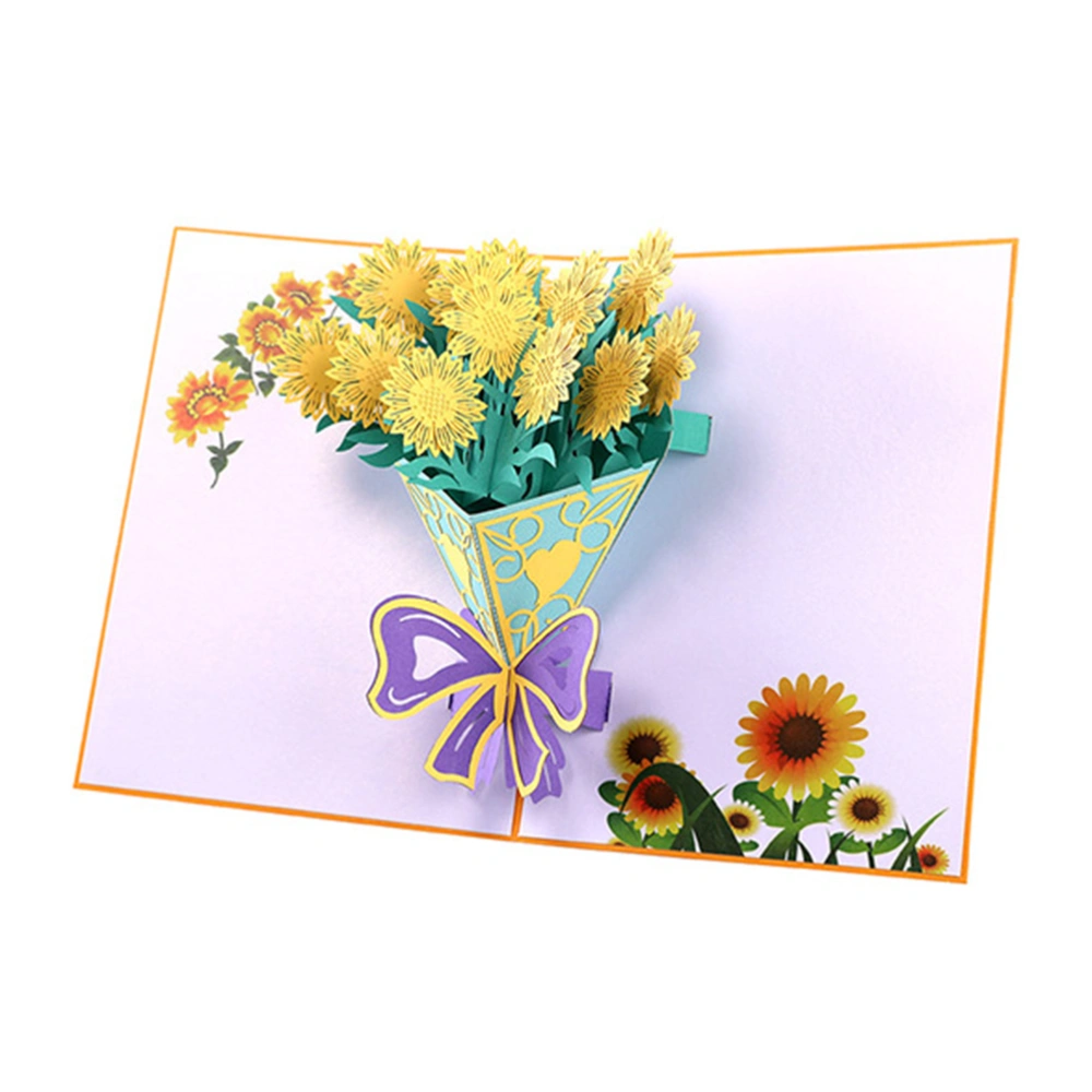 Creative 3D Flower Up Handmade Greeting Sunflower Bouquet for Birthday Valentine's Day Gift