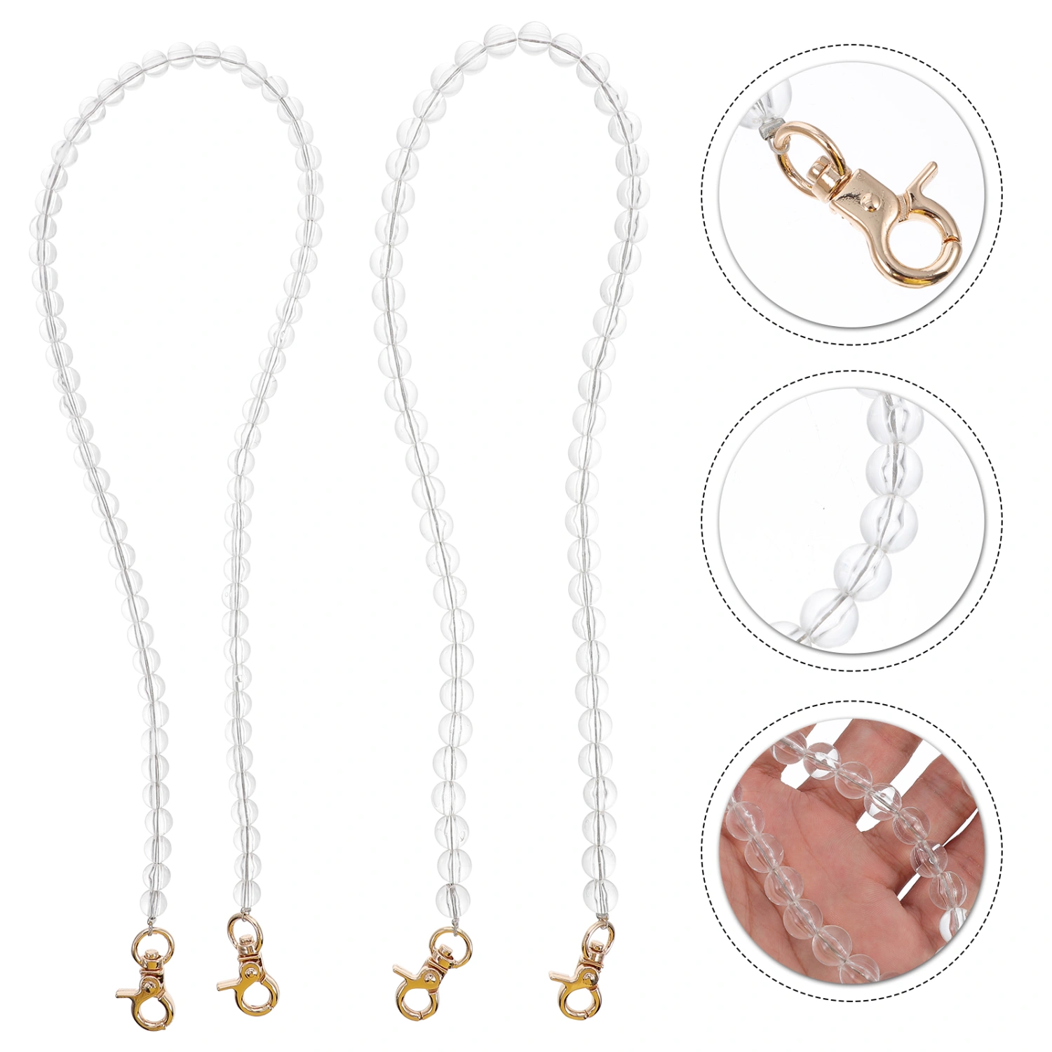 2 Pcs Phone Hanging Chain White Phone Chain Crystal Chain DIY Phone Decoration