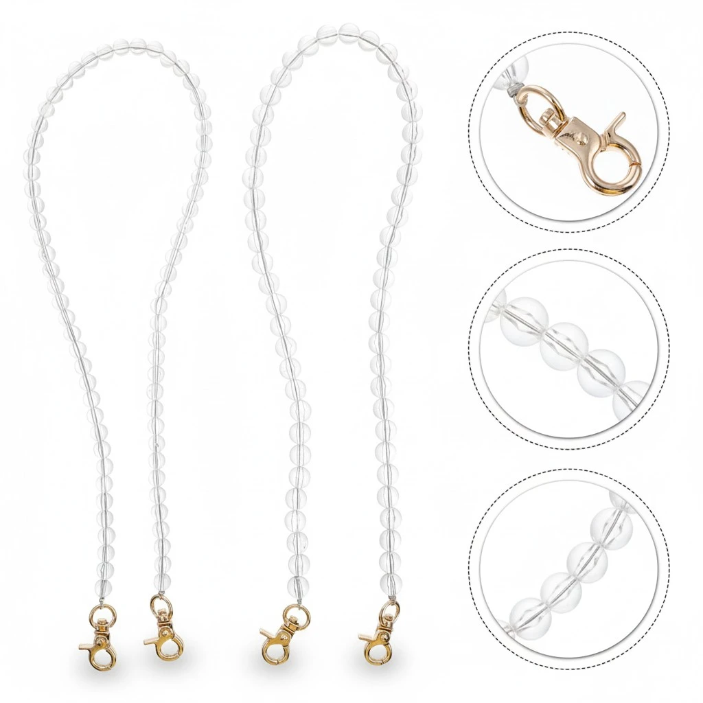 2 Pcs Phone Hanging Chain White Phone Chain Crystal Chain DIY Phone Decoration