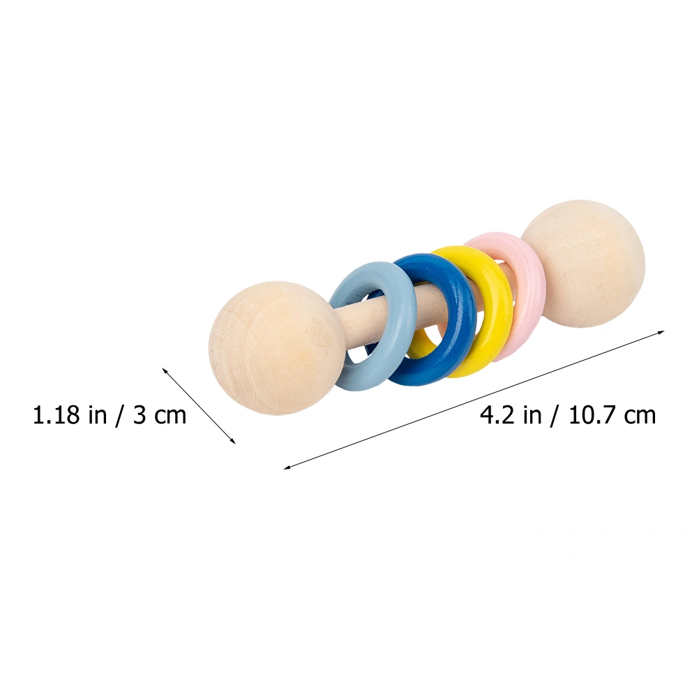 2pcs Wooden Baby Hand Bell Toys Hand Grab Rattle Toys Infant Educational Toys