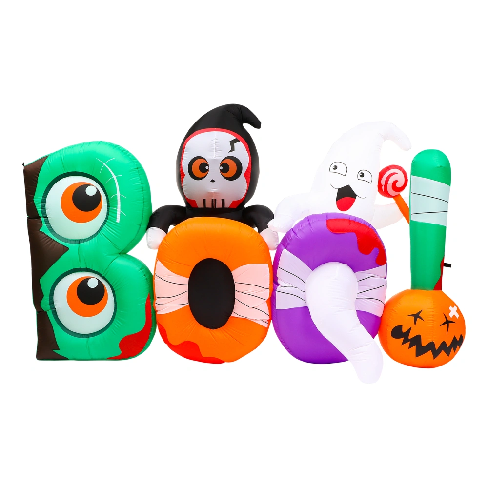 UNOMOR Halloween BOO Scene Inflatable Model 240cm Built-in LED Lights Air Blowing Up Model Patio Yard Decoration with US Plug