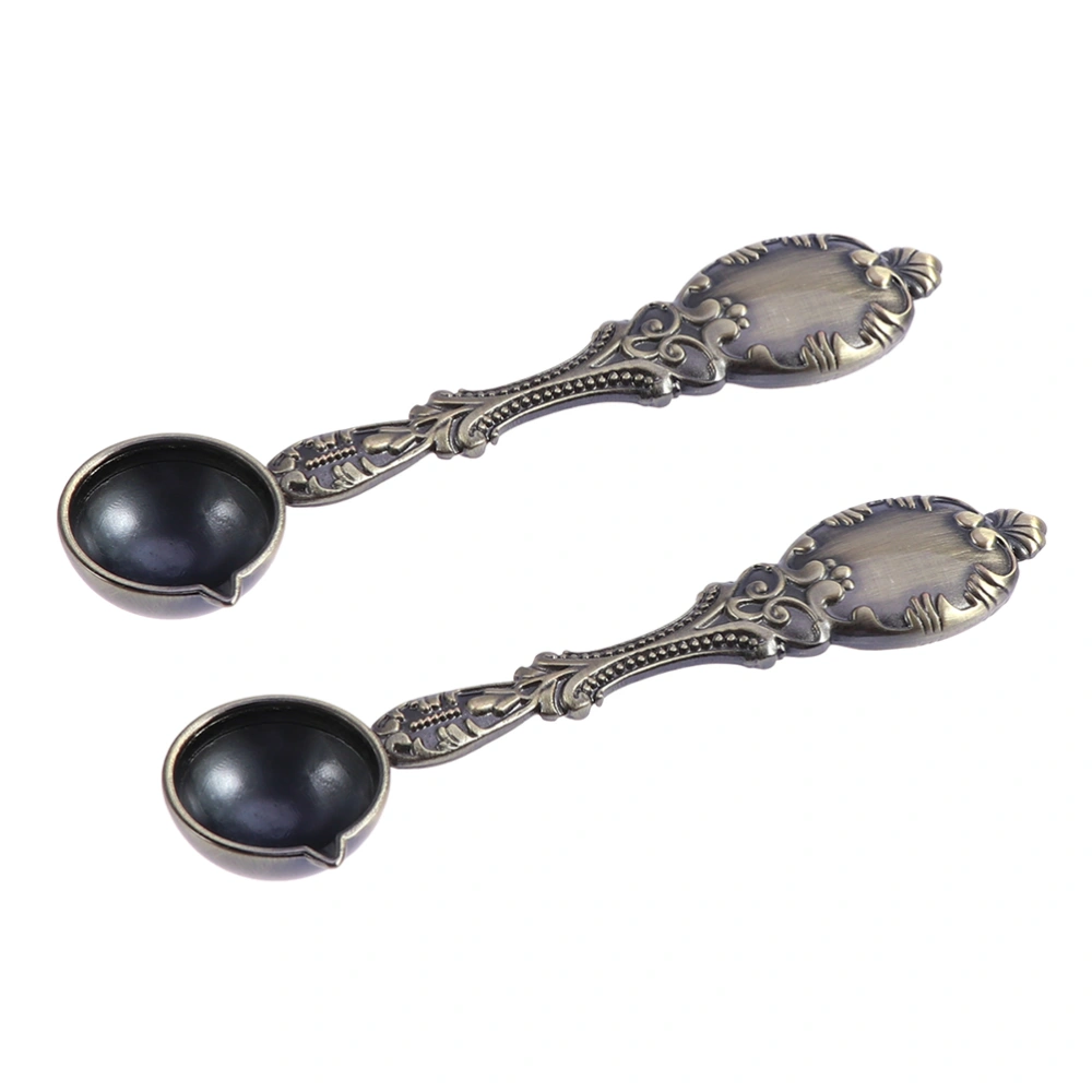 2 Pcs Antique Copper Spoon Paint Spoon Copper Sealing Wax Spoon  Carved Bronze Spoon for Seal