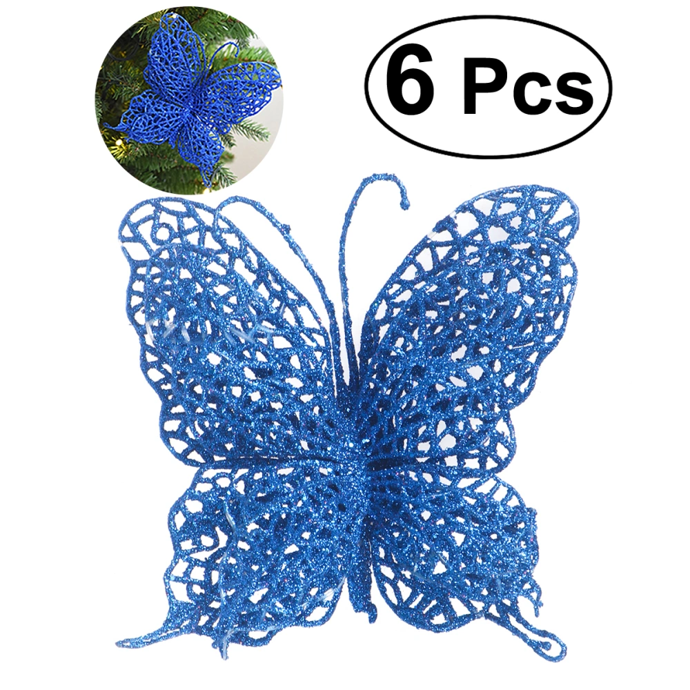 6Pcs Christmas 3"/8cm Christmas Decorations Christmas Tree Ornaments Wedding Party Decorations (Blue)