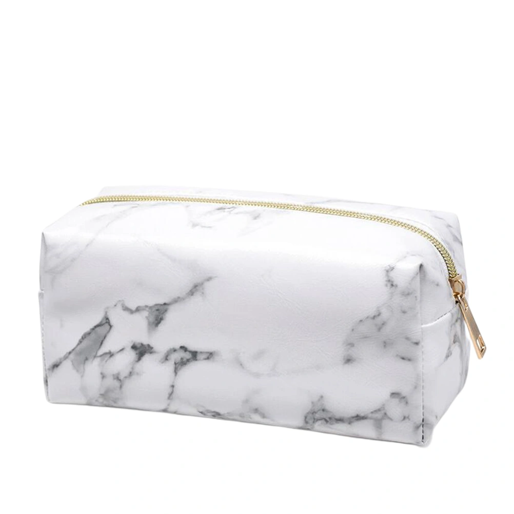 Marble Vein Pattern Portable Handbag Large-Capacity Makeup Bag Cosmetic Bag Toiletries Storage Bag for Women Light Golden