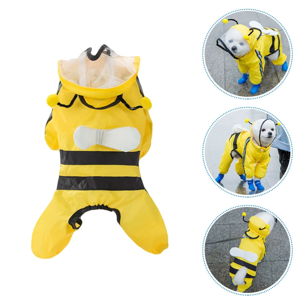 1 Pc Pet Bee Shaped Rain Slicker Hooded Raincoat Stylish Pet Raincoat for Dog