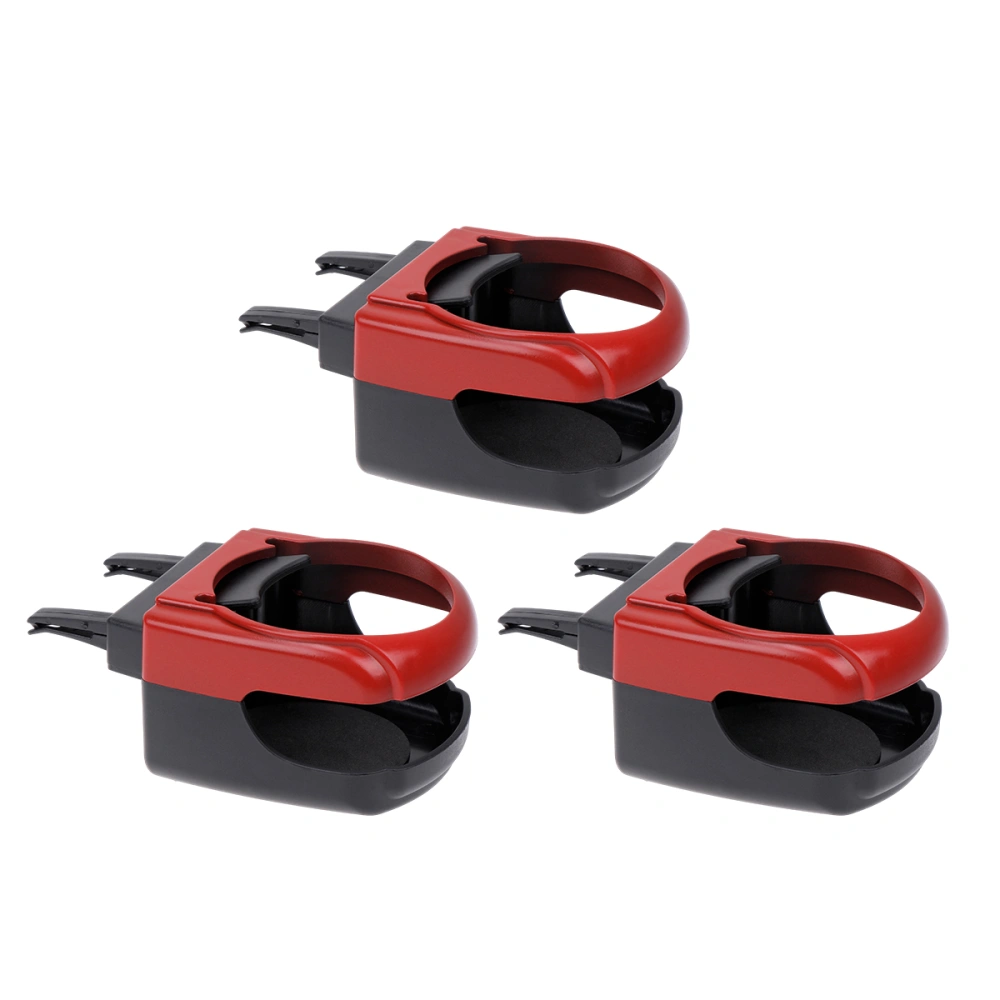 3Pcs Multi-function Fixed Cup Holder Automobile Air Conditioning Outlet Water Drink Rack Red