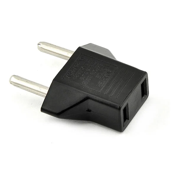 Flat to Round Plug Adapter Converter for Europe (Black)