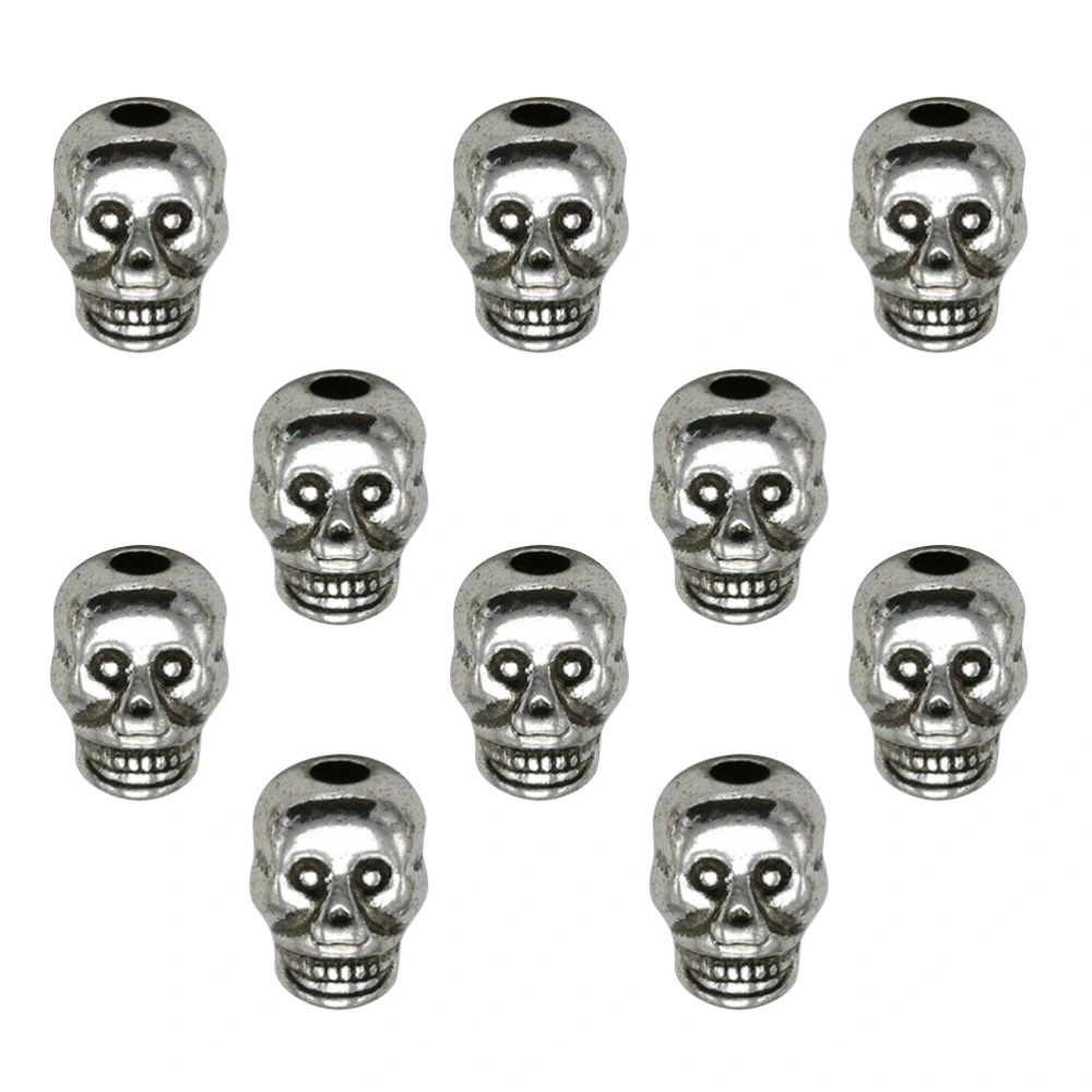 100pcs Skull Bead Alloy Pendants Charms DIY Jewelry Making Accessory for Necklace Bracelet (Antique Silver)