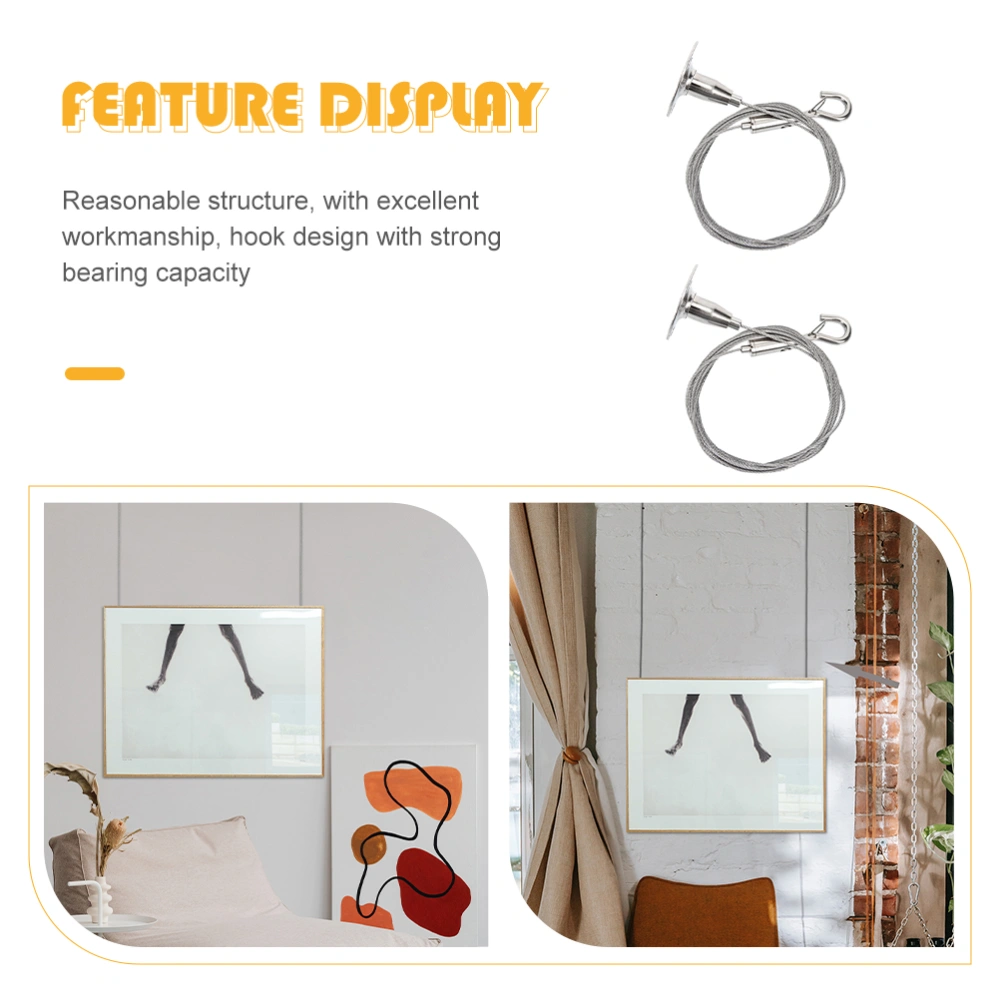 2 Pcs Wire Rope Hangers Picture Hook Hangers Sign Chandelier Hanging Hooks