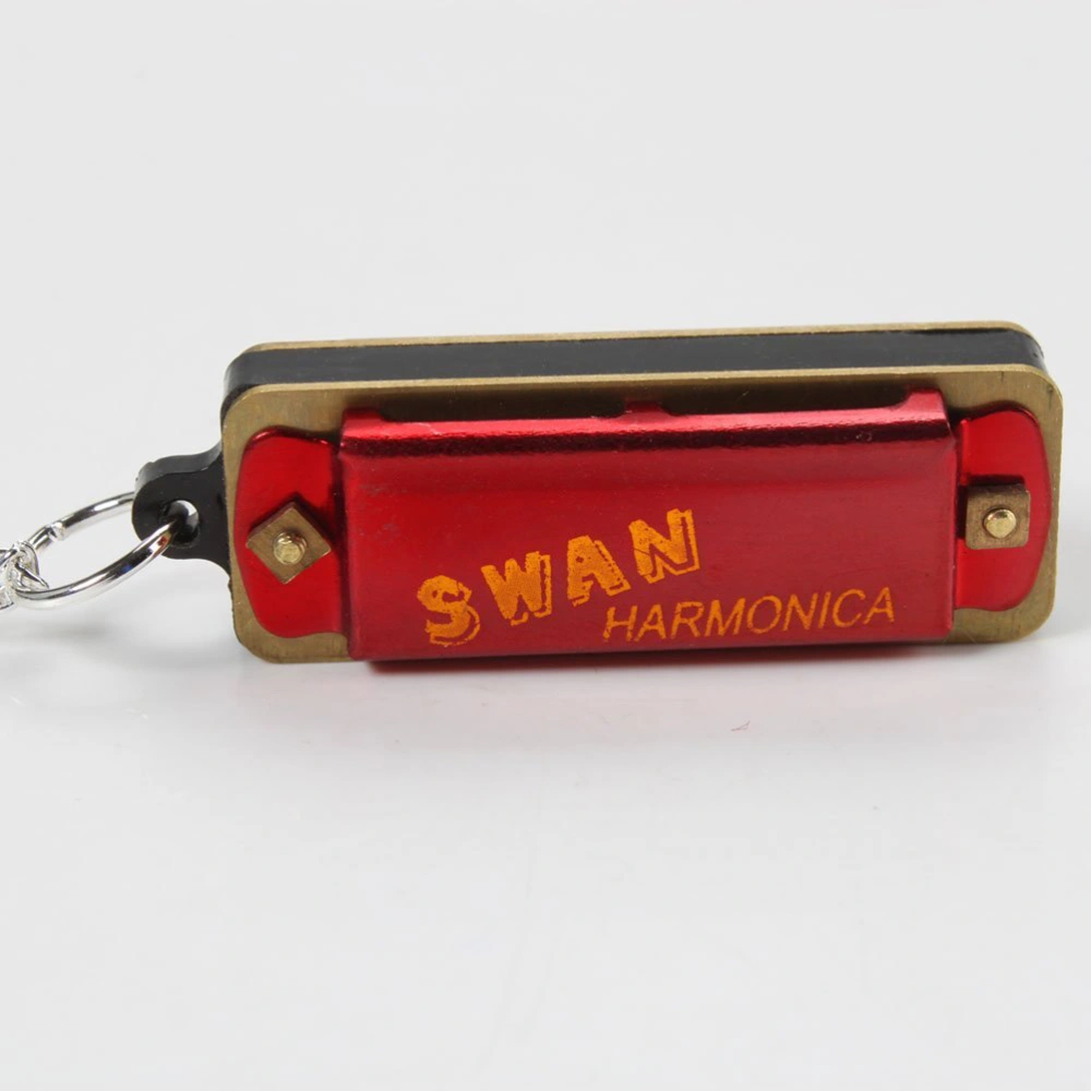 Swan 4 Hole 8 Tone Mini Harmonica with Necklace for Kids Gift (Red)