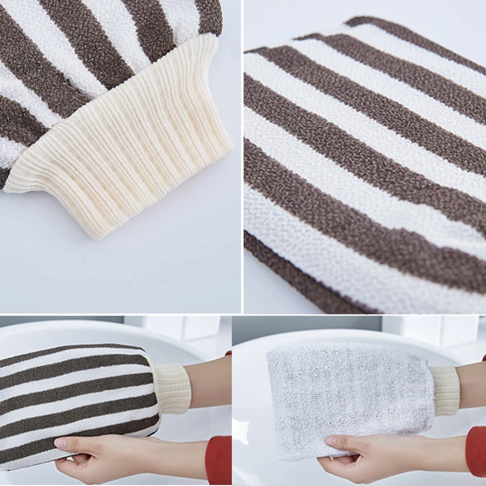 1Pc Bath Towel Wash Towel Plain Bath Towel Bath Gloves Stripe Bath Towel Cleaning Shower Towel for Woman Man Lady (Random Color)