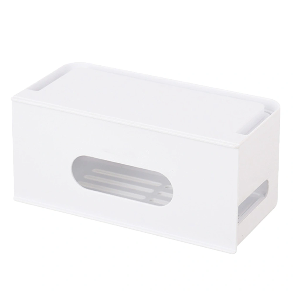 1pc ABS Double Drawer Router Container Desktop Power Cable Management Storage Box for Home (White)
     