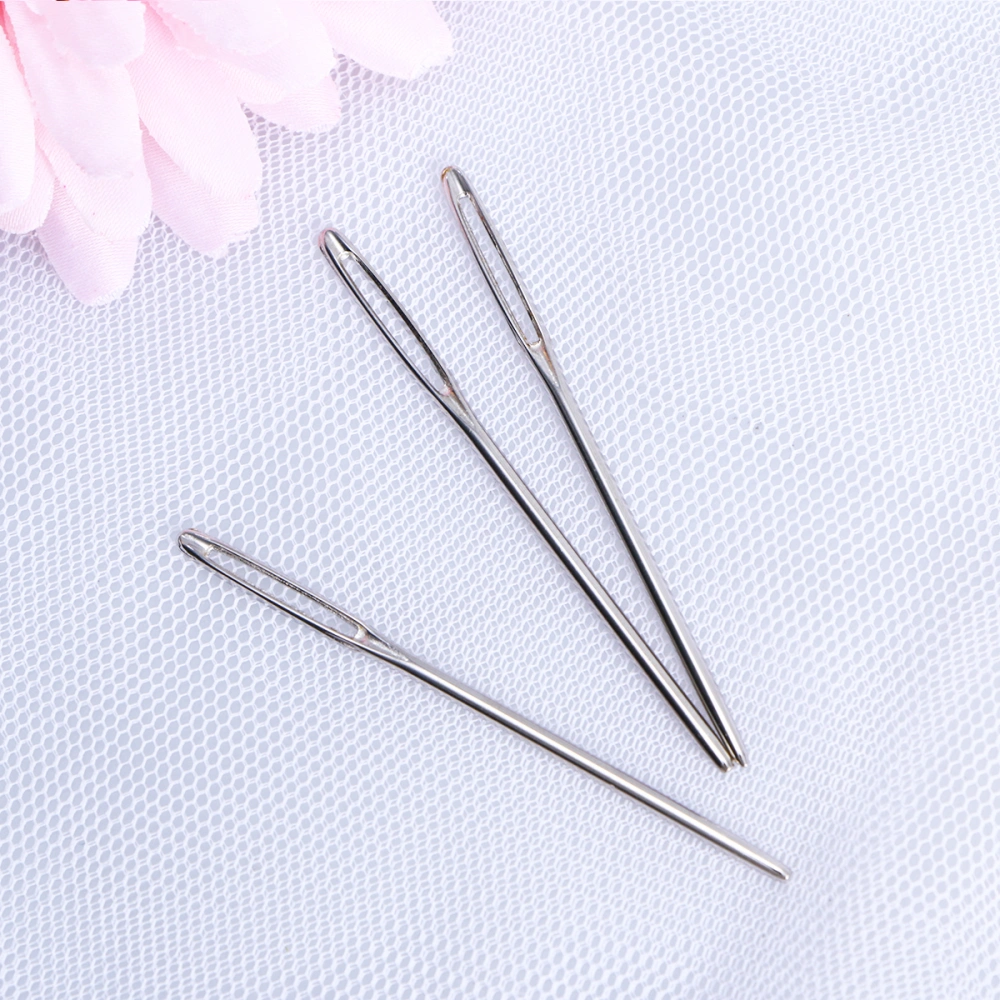 20pcs 6cm Large-eye Stitching Needles Blunt Needles Sewing Yarn Knitting Needle (Silver)