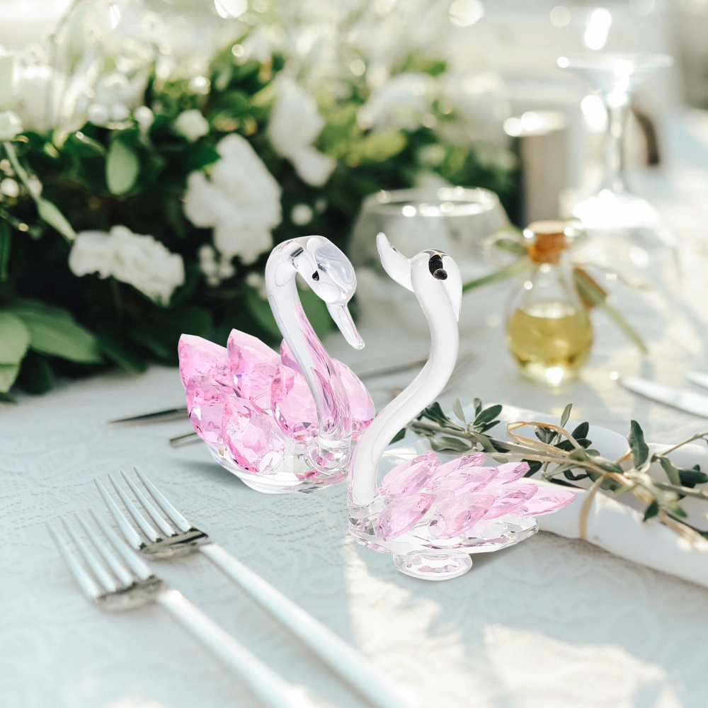 2pcs Crystal Swan Home Crystal Swan Figurine Swan Ornament Crystal Swan Decoration