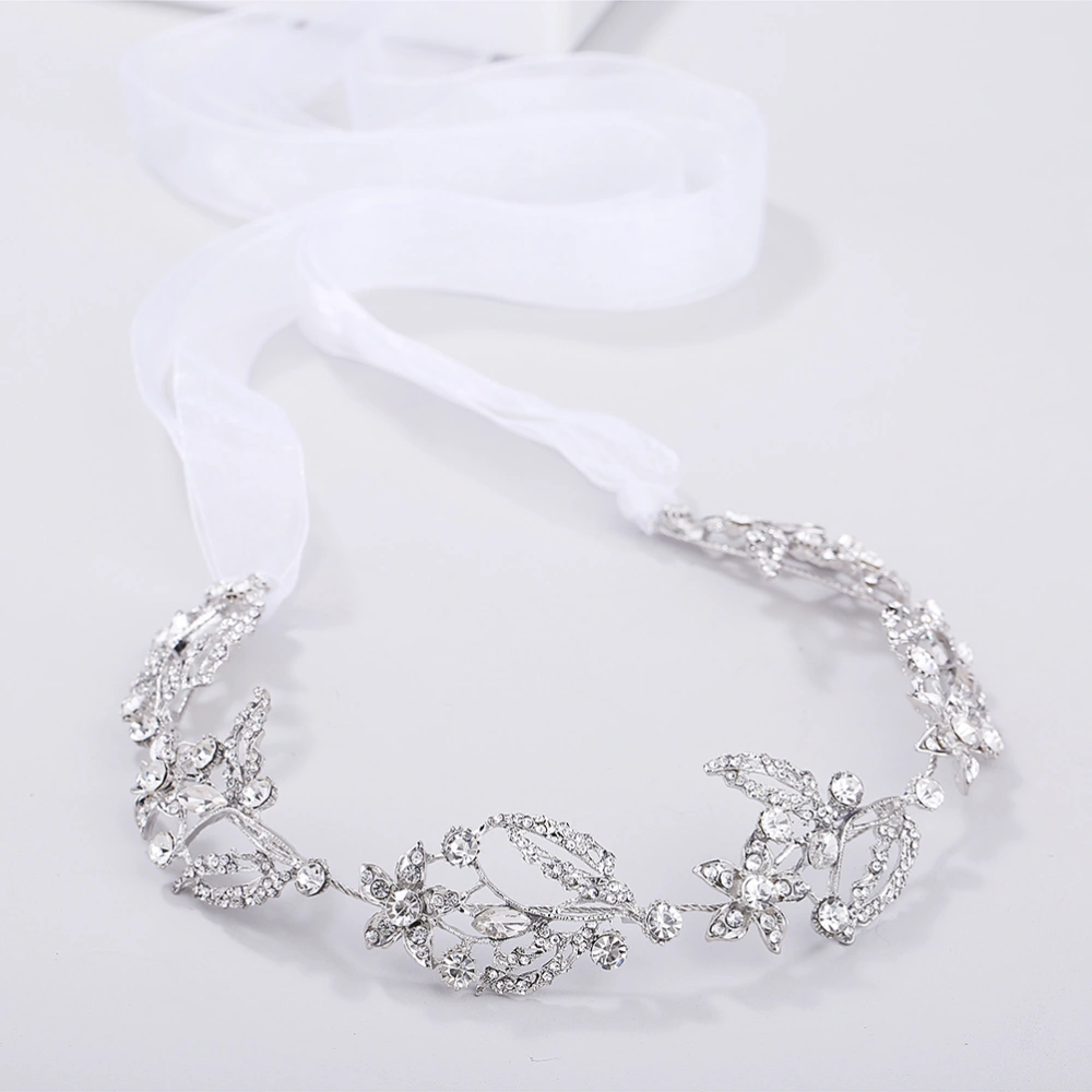 Wedding Rhinestone Headband Crystals Hair Vine Bridal Headpieces with Ribbon for Women Party Decoration