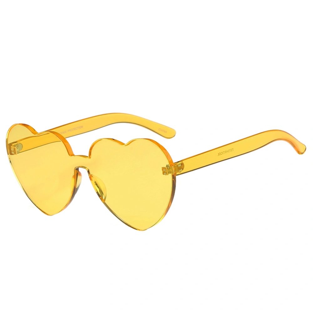 Unisex Heart Shape Sunglass Fashion Colored Glasses Shades for Women Men (Yellow)